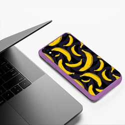 Чехол iPhone XS Max матовый Бананы, цвет: 3D-фиолетовый — фото 2