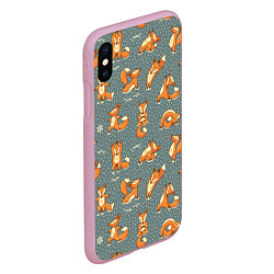 Чехол iPhone XS Max матовый Foxes Yoga, цвет: 3D-розовый — фото 2