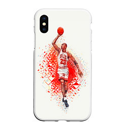 Чехол iPhone XS Max матовый Michael Jordan: Red Star, цвет: 3D-белый