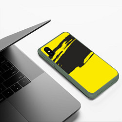 Чехол iPhone XS Max матовый Чёрно-жёлтый, цвет: 3D-темно-зеленый — фото 2