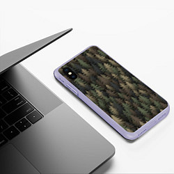 Чехол iPhone XS Max матовый Лесной камуфляж, цвет: 3D-светло-сиреневый — фото 2