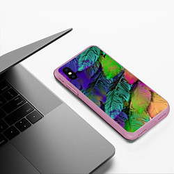 Чехол iPhone XS Max матовый Перья, цвет: 3D-розовый — фото 2