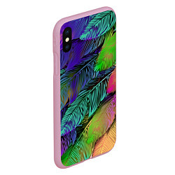 Чехол iPhone XS Max матовый Перья, цвет: 3D-розовый — фото 2