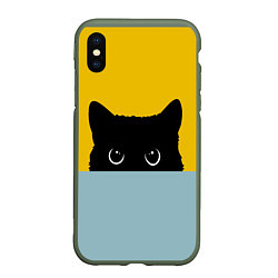 Чехол iPhone XS Max матовый Черная кошка, цвет: 3D-темно-зеленый