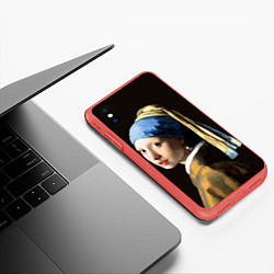 Чехол iPhone XS Max матовый Девушка с жемчужной сережкой, цвет: 3D-красный — фото 2