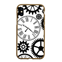 Чехол iPhone XS Max матовый Время не ждет, цвет: 3D-коричневый