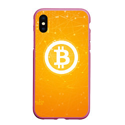 Чехол iPhone XS Max матовый Bitcoin Orange, цвет: 3D-малиновый