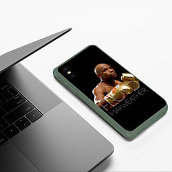 Чехол iPhone XS Max матовый Floyd Mayweather, цвет: 3D-темно-зеленый — фото 2