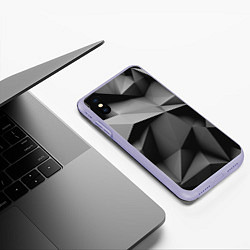 Чехол iPhone XS Max матовый Gray abstraction, цвет: 3D-светло-сиреневый — фото 2