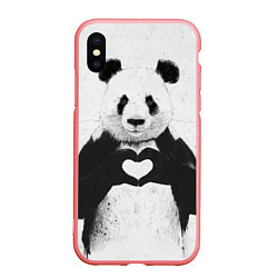 Чехол iPhone XS Max матовый Panda Love, цвет: 3D-баблгам