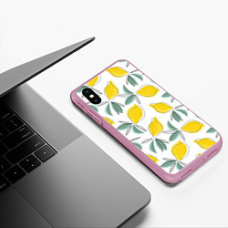 Чехол iPhone XS Max матовый Лимончики, цвет: 3D-розовый — фото 2
