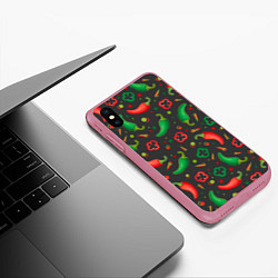 Чехол iPhone XS Max матовый Перчики, цвет: 3D-малиновый — фото 2