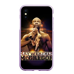 Чехол iPhone XS Max матовый Mayweather vs McGregor, цвет: 3D-сиреневый