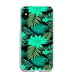 Чехол iPhone XS Max матовый Tropical pattern, цвет: 3D-белый