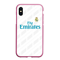 Чехол iPhone XS Max матовый Real Madrid, цвет: 3D-малиновый