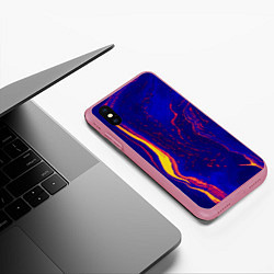 Чехол iPhone XS Max матовый Ультрафиолетовые разводы, цвет: 3D-малиновый — фото 2