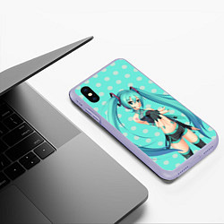 Чехол iPhone XS Max матовый Hatsune Miku, цвет: 3D-светло-сиреневый — фото 2