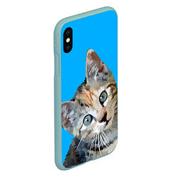 Чехол iPhone XS Max матовый Котик, цвет: 3D-мятный — фото 2