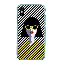 Чехол iPhone XS Max матовый Pop art girl, цвет: 3D-мятный