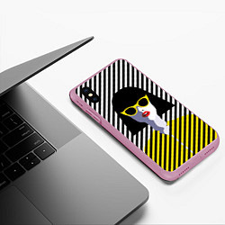 Чехол iPhone XS Max матовый Pop art girl, цвет: 3D-розовый — фото 2