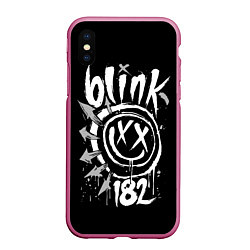 Чехол iPhone XS Max матовый Blink-182, цвет: 3D-малиновый