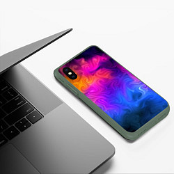 Чехол iPhone XS Max матовый Узор цвета, цвет: 3D-темно-зеленый — фото 2