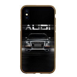 Чехол iPhone XS Max матовый Audi Q7 скорость, цвет: 3D-коричневый