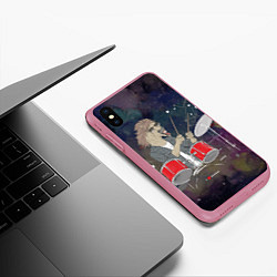 Чехол iPhone XS Max матовый Конь барабанщик, цвет: 3D-малиновый — фото 2