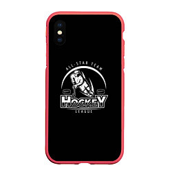 Чехол iPhone XS Max матовый Hockey League, цвет: 3D-красный