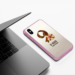 Чехол iPhone XS Max матовый 9 мая, цвет: 3D-розовый — фото 2