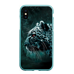 Чехол iPhone XS Max матовый Леопард, цвет: 3D-мятный