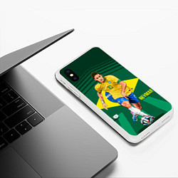 Чехол iPhone XS Max матовый Neymar Brazilian, цвет: 3D-белый — фото 2