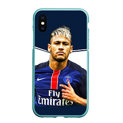 Чехол iPhone XS Max матовый Neymar: Fly Emirates, цвет: 3D-мятный