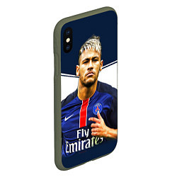 Чехол iPhone XS Max матовый Neymar: Fly Emirates, цвет: 3D-темно-зеленый — фото 2