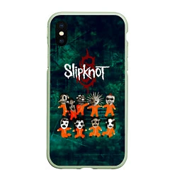 Чехол iPhone XS Max матовый Группа Slipknot, цвет: 3D-салатовый