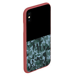 Чехол iPhone XS Max матовый Камуфляж: черный/синий, цвет: 3D-красный — фото 2