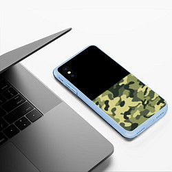 Чехол iPhone XS Max матовый Камуфляж: черный/хаки, цвет: 3D-голубой — фото 2