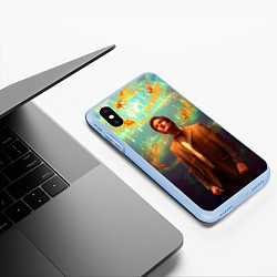 Чехол iPhone XS Max матовый Рыбки, цвет: 3D-голубой — фото 2