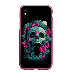Чехол iPhone XS Max матовый Dia de Muertos, цвет: 3D-малиновый