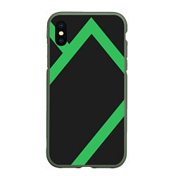 Чехол iPhone XS Max матовый Диагонали, цвет: 3D-темно-зеленый