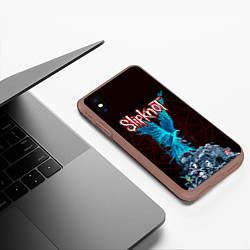 Чехол iPhone XS Max матовый Орел группа Slipknot, цвет: 3D-коричневый — фото 2