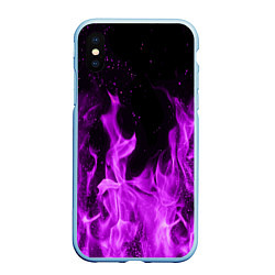 Чехол iPhone XS Max матовый Фиолетовый огонь, цвет: 3D-голубой