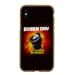 Чехол iPhone XS Max матовый Поцелуй Green Day, цвет: 3D-коричневый