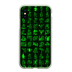 Чехол iPhone XS Max матовый Персонажи Fallout, цвет: 3D-салатовый