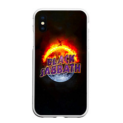 Чехол iPhone XS Max матовый Black Sabbath земля в огне, цвет: 3D-белый