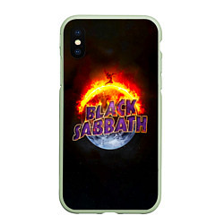 Чехол iPhone XS Max матовый Black Sabbath земля в огне, цвет: 3D-салатовый