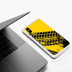 Чехол iPhone XS Max матовый Следы покрышек, цвет: 3D-белый — фото 2