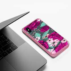 Чехол iPhone XS Max матовый Осенний цветок, цвет: 3D-малиновый — фото 2