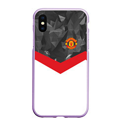 Чехол iPhone XS Max матовый Man United FC: Grey Polygons, цвет: 3D-сиреневый