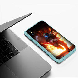 Чехол iPhone XS Max матовый Titanfall fighter runs, цвет: 3D-мятный — фото 2